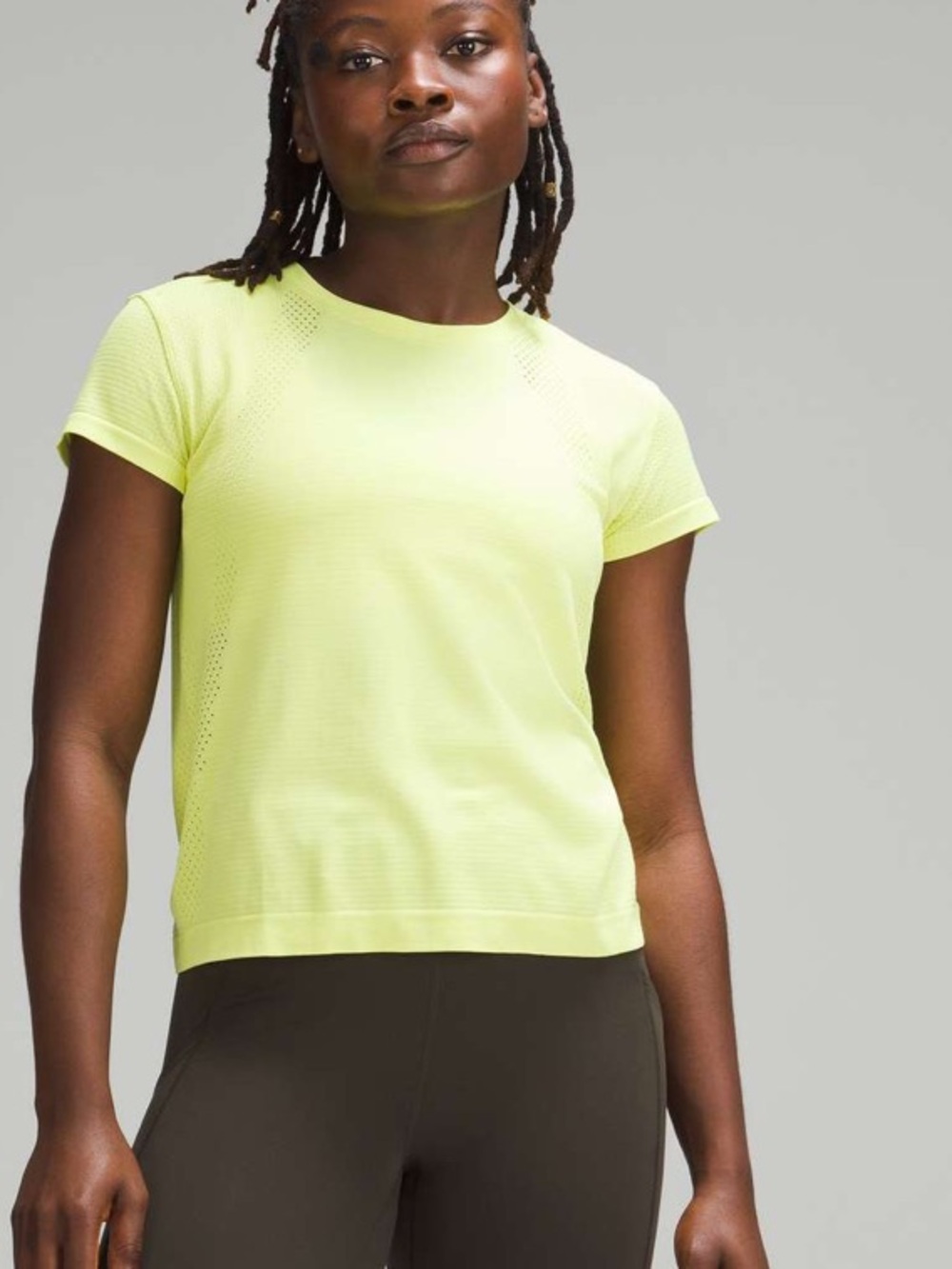 lululemon athletica Neon Yellow Train to Be Shirt size 6